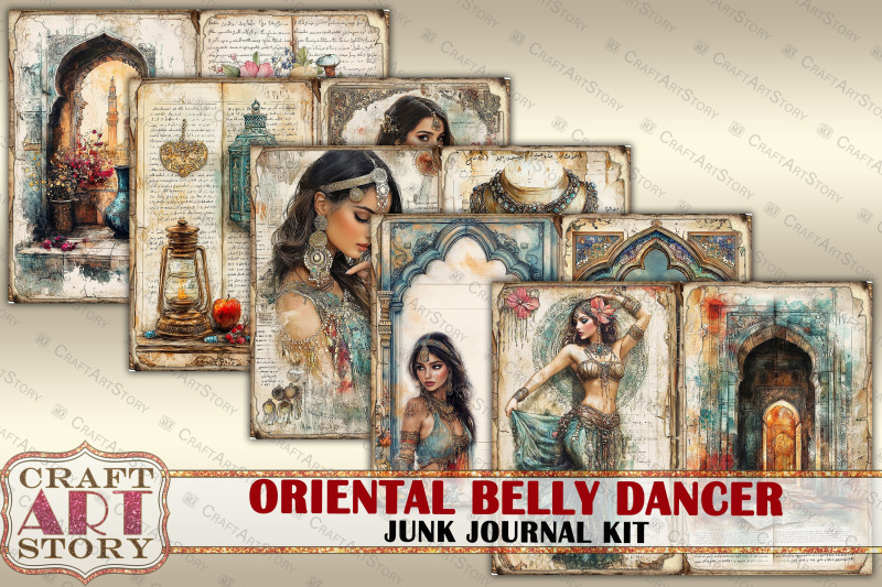 vintage-oriental-belly-dancer-junk-journal-kit-scrapbook