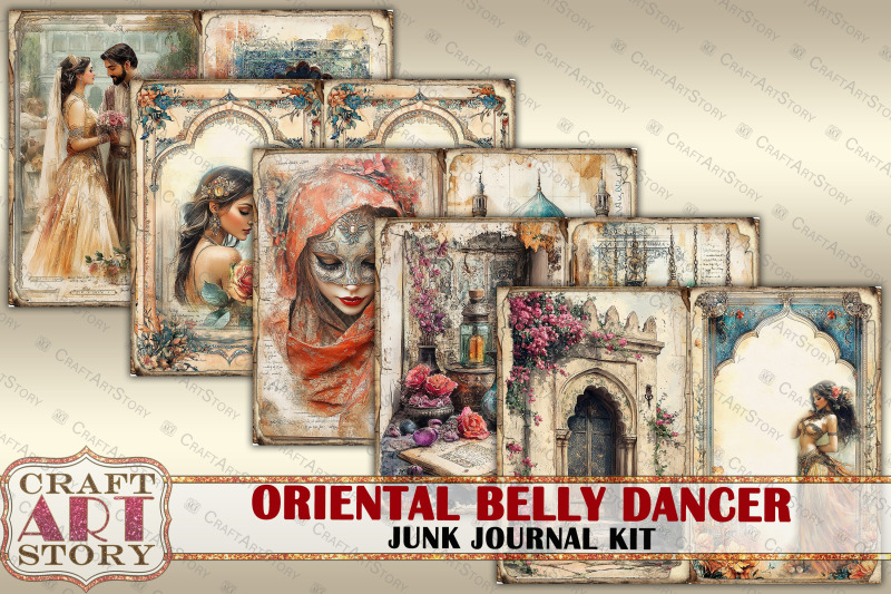 vintage-oriental-belly-dancer-junk-journal-kit-scrapbook