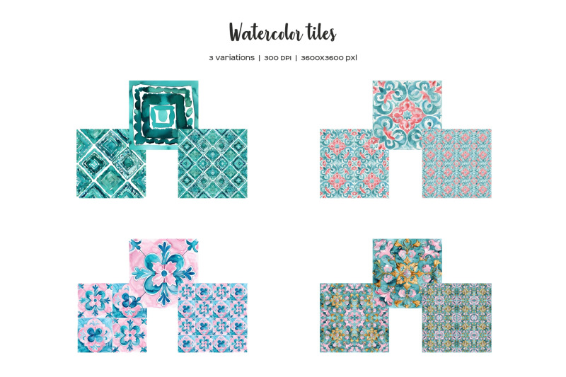 watercolor-turquoise-and-pink-tiles-clipart-pink-turquoise-and-gold