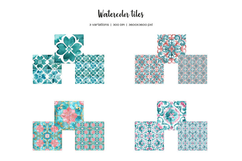 watercolor-turquoise-and-pink-tiles-clipart-pink-turquoise-and-gold