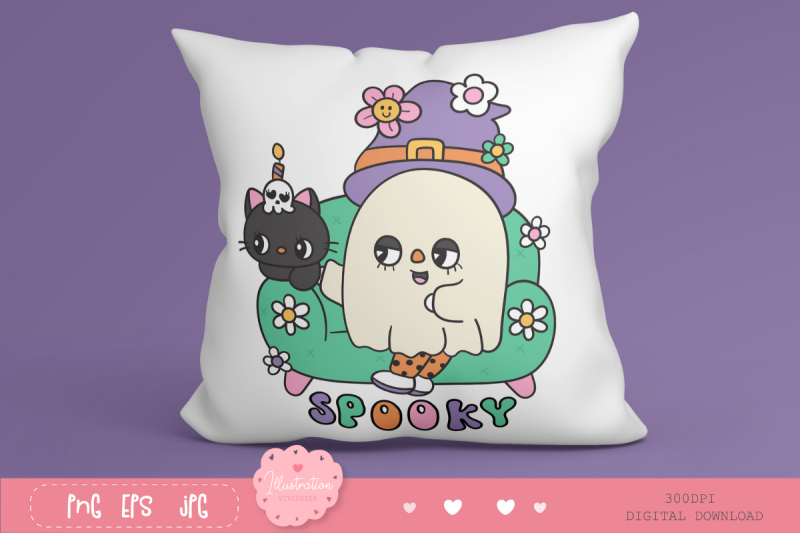 hallloween-ghost-with-cat-on-sofa-kawaii-clipart