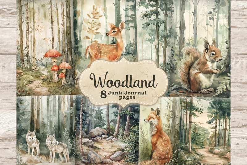 woodland-junk-journal-page-forest-animals-printable