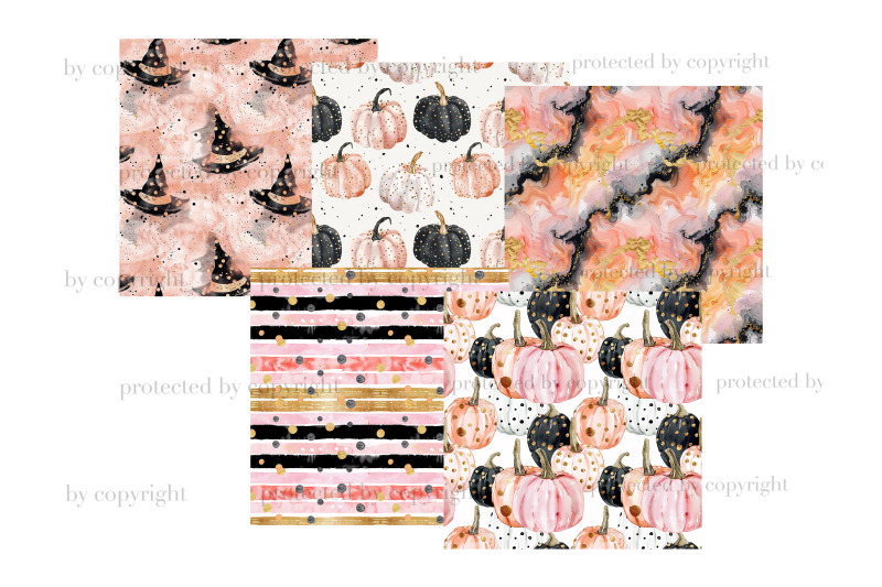 cute-witch-digital-papers-halloween-seamless-pattern