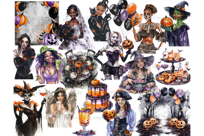 halloween-party-clipart-treat-or-treat-illustration-set