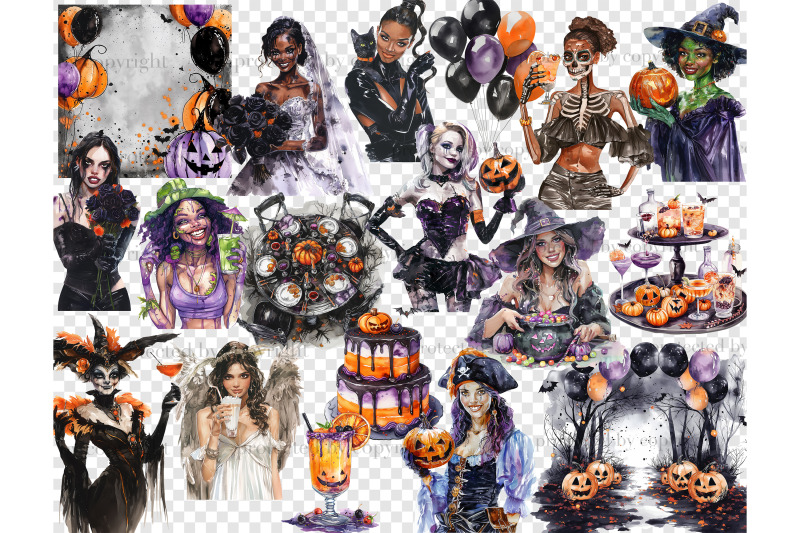 halloween-party-clipart-treat-or-treat-illustration-set