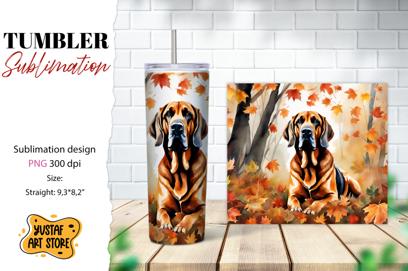 fall-tumbler-wrap-fall-dog-sublimation-design-bloodhound