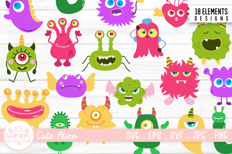 cute-alien-bundle-funny-monster-clipart-illustration