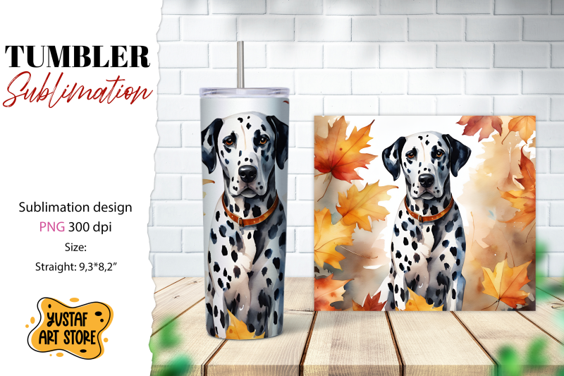 fall-tumbler-wrap-fall-dog-sublimation-design-dalmatian