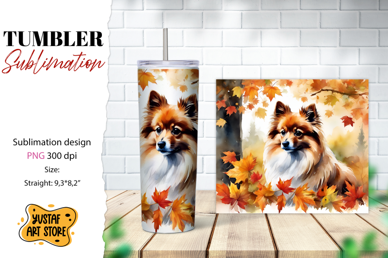 fall-tumbler-wrap-fall-dog-sublimation-design-spitz-design