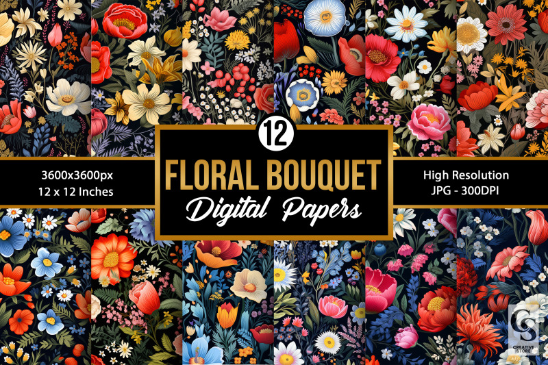 bouquet-flowers-seamless-patterns