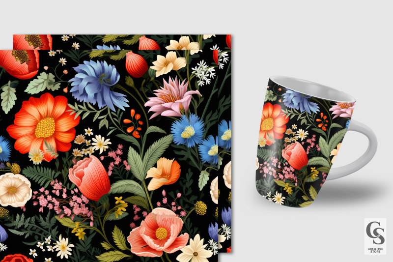 bouquet-flowers-seamless-patterns