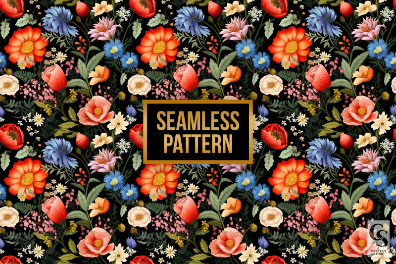 bouquet-flowers-seamless-patterns