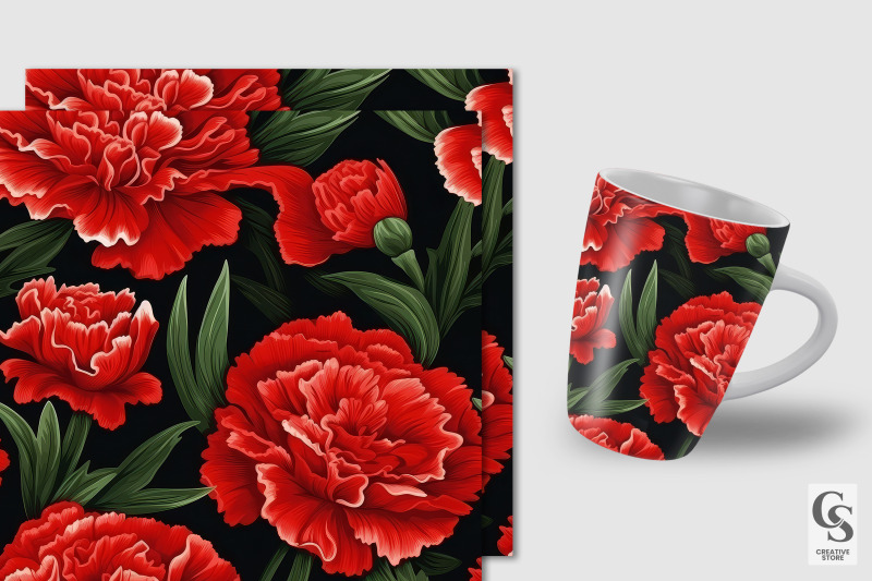 red-carnation-flowers-seamless-patterns