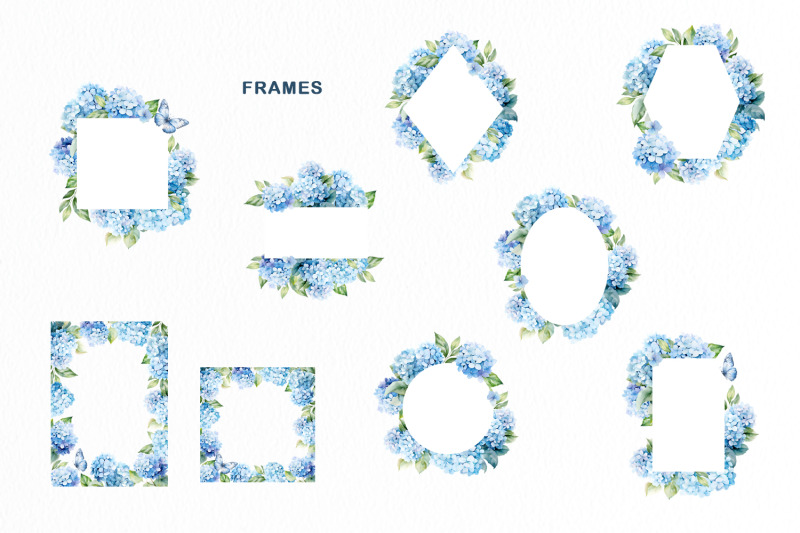 watercolor-blue-hydrangea-frames-clipart