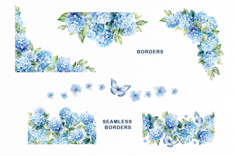 watercolor-blue-hydrangea-frames-clipart