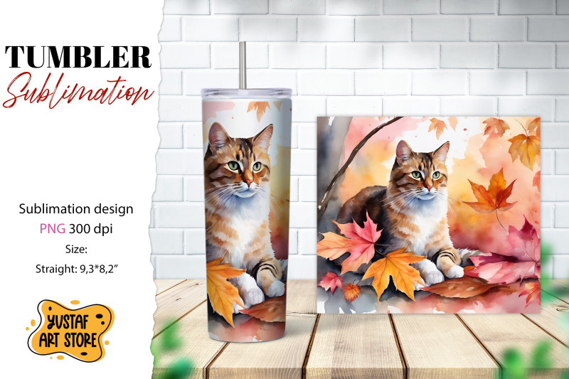 fall-tumbler-wrap-fall-cat-sublimation-design-cat-tumbler