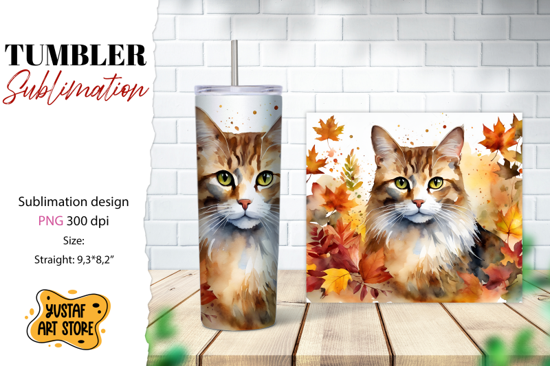 fall-tumbler-wrap-fall-cat-sublimation-design-cat-tumbler