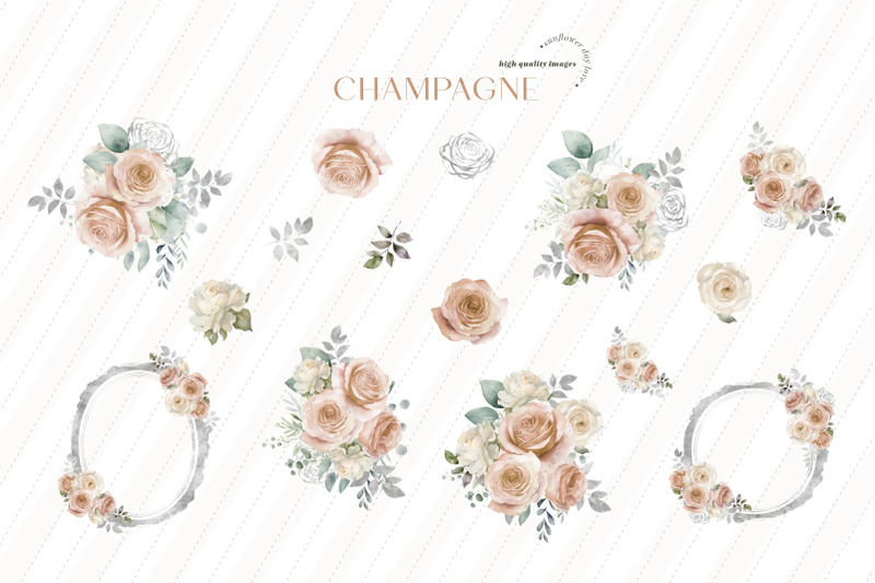 champagne-roses-greenery-clipart-champagne-silver-roses