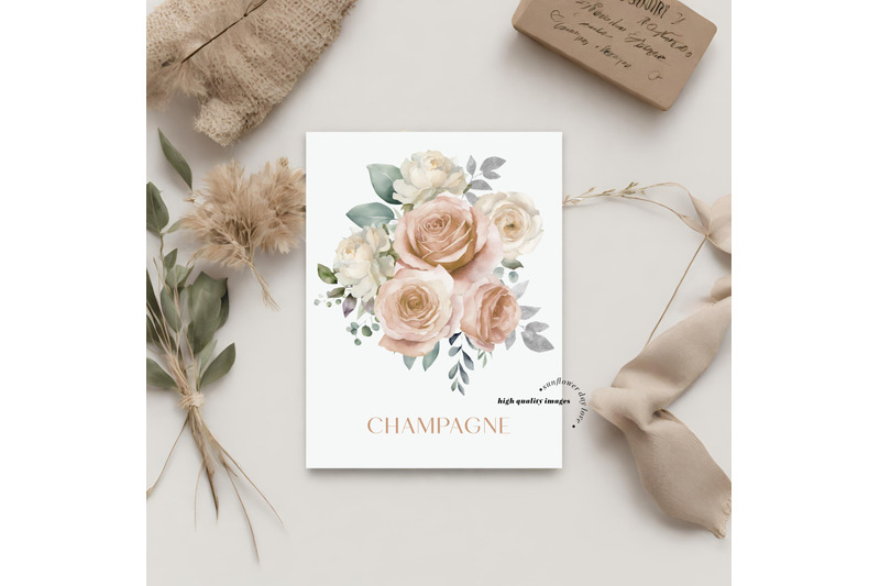 champagne-roses-greenery-clipart-champagne-silver-roses