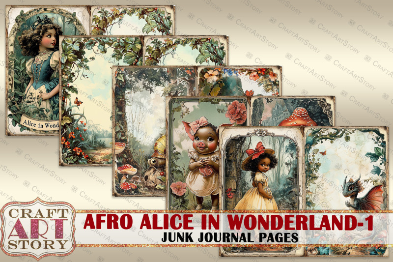 afro-alice-in-wonderland-1-junk-journal-pages-scrapbook