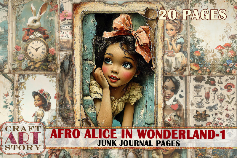 afro-alice-in-wonderland-1-junk-journal-pages-scrapbook