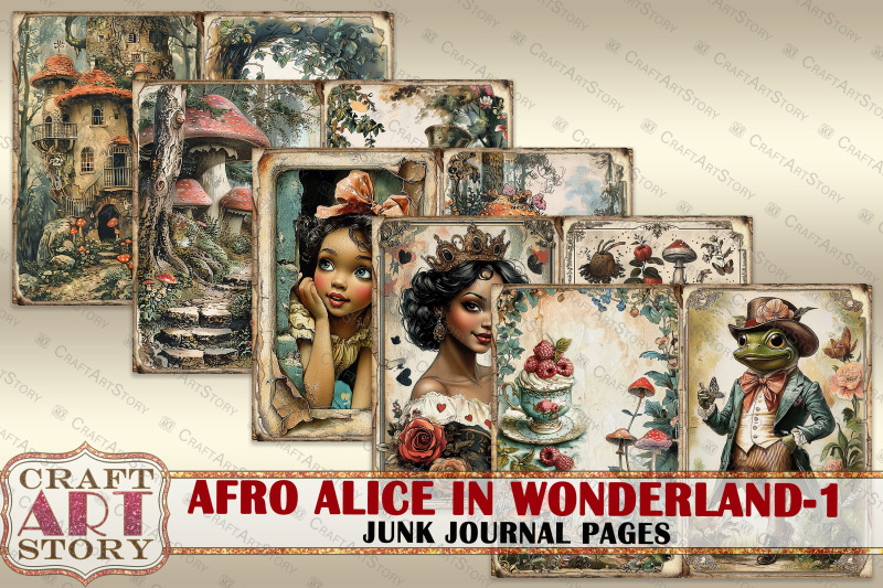 afro-alice-in-wonderland-1-junk-journal-pages-scrapbook