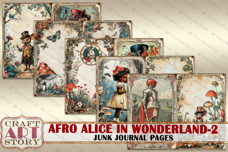 afro-alice-in-wonderland-2-junk-journal-pages-scrapbook