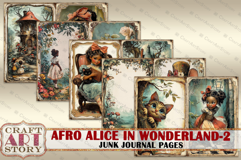 afro-alice-in-wonderland-2-junk-journal-pages-scrapbook