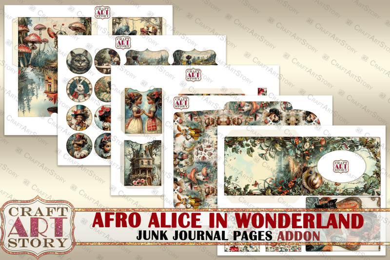 afro-alice-in-wonderland-junk-journal-pages-addon-scrapbook