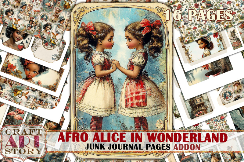 afro-alice-in-wonderland-junk-journal-pages-addon-scrapbook