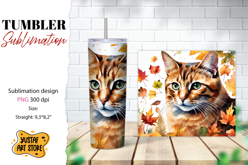 fall-tumbler-wrap-fall-cat-sublimation-design-cat-tumbler