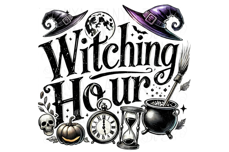 witching-hour-retro-halloween-png-for-printable-art-and-t-shirt-desig