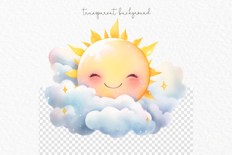 sun-cloud-watercolor-clipart-png