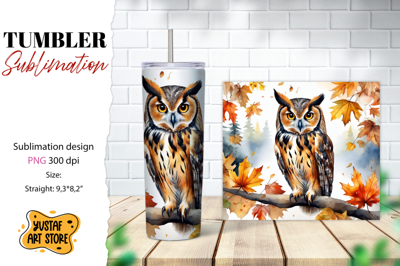 fall-tumbler-wrap-fall-owl-sublimation-design-owl-png