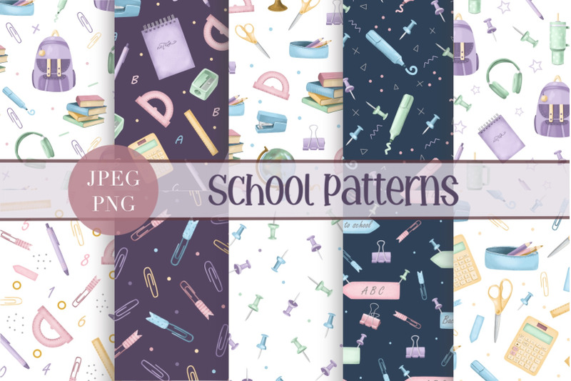 back-to-school-digital-paper-school-seamless-pattern