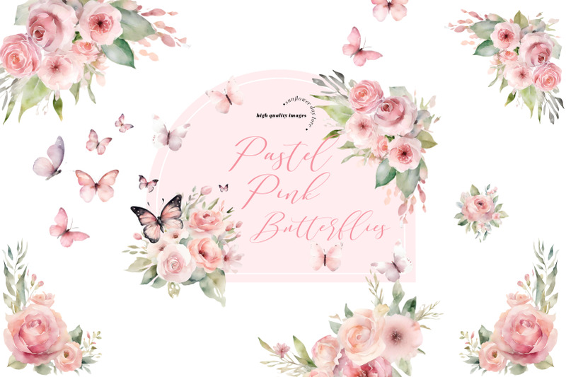 pastel-pink-wildflowers-butterflies-clipart-pink-butterfly-clipart