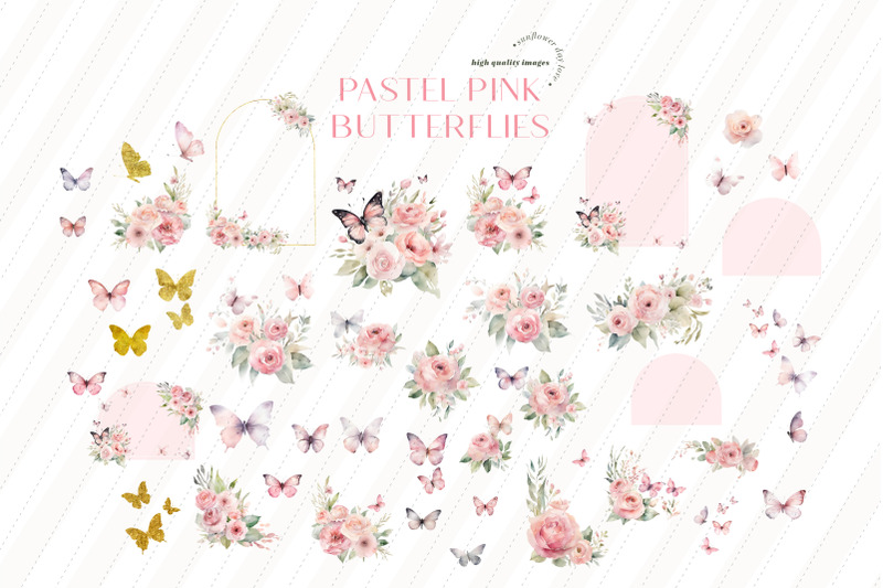 pastel-pink-wildflowers-butterflies-clipart-pink-butterfly-clipart