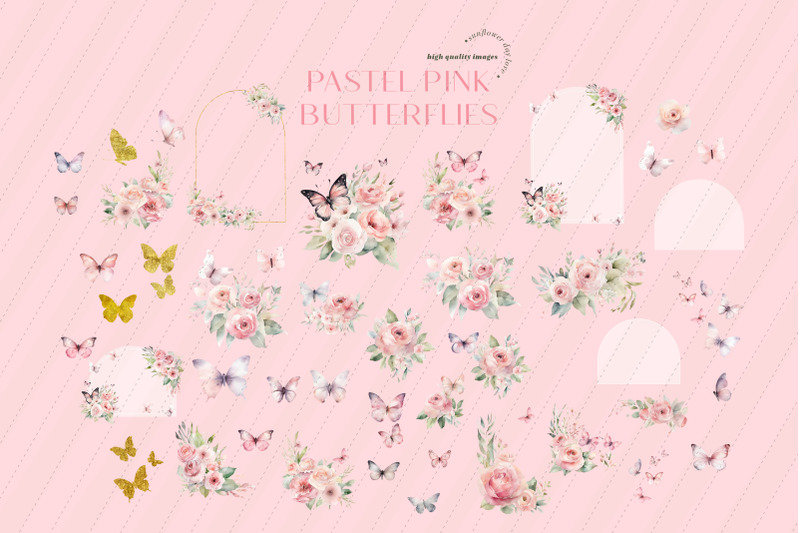 pastel-pink-wildflowers-butterflies-clipart-pink-butterfly-clipart