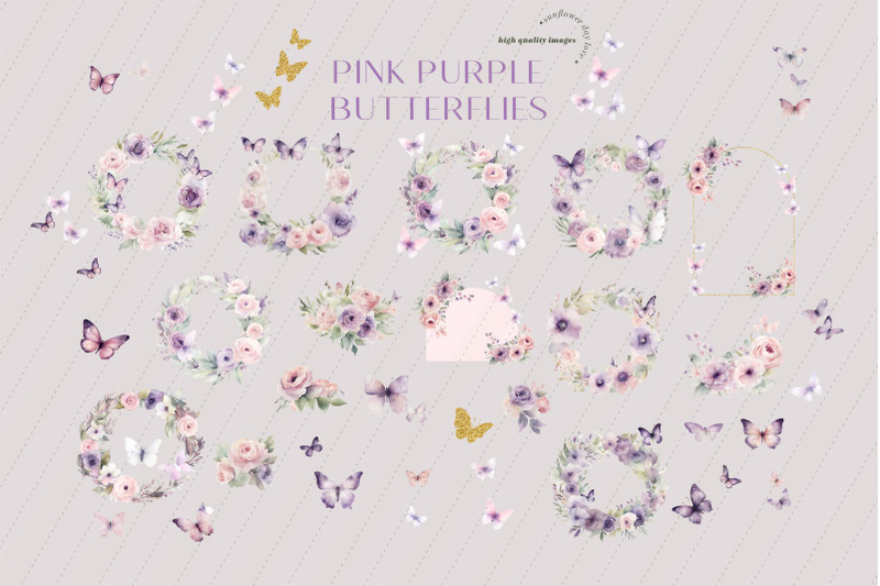 pink-amp-purple-wildflowers-butterflies-clipart-lilac-pink-floral