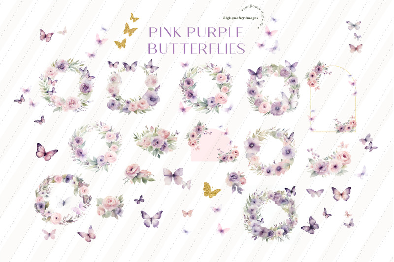 pink-amp-purple-wildflowers-butterflies-clipart-lilac-pink-floral