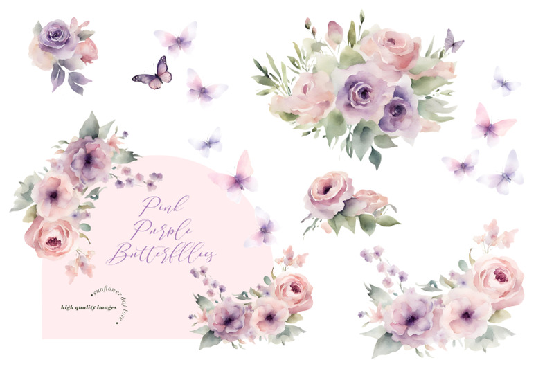 pink-amp-purple-wildflowers-butterflies-clipart-lilac-pink-floral