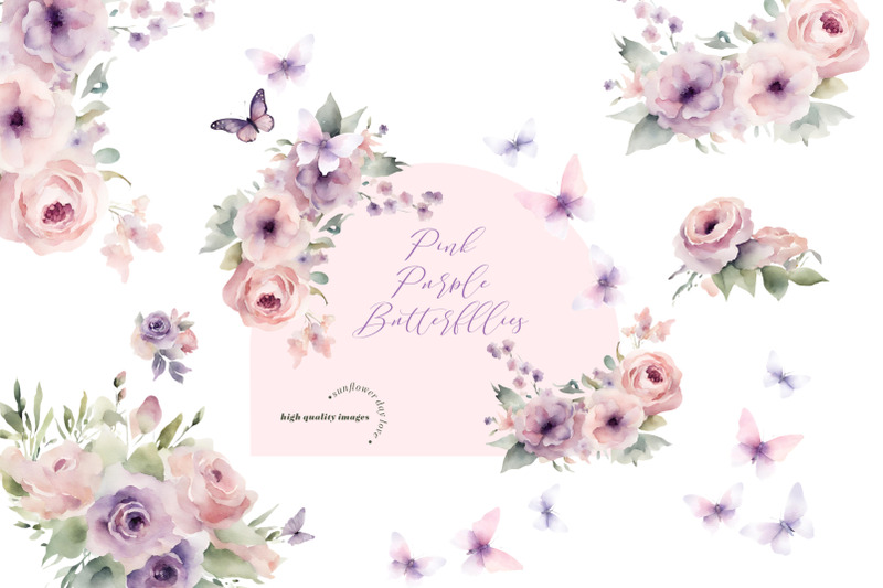 pink-amp-purple-wildflowers-butterflies-clipart-lilac-pink-floral