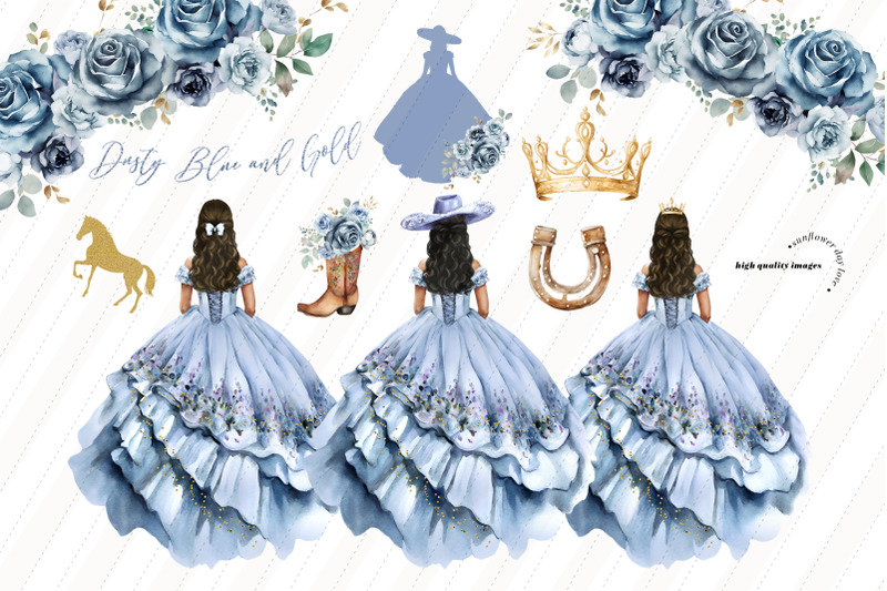 dusty-blue-princess-gold-crown-charro-boots-clipart