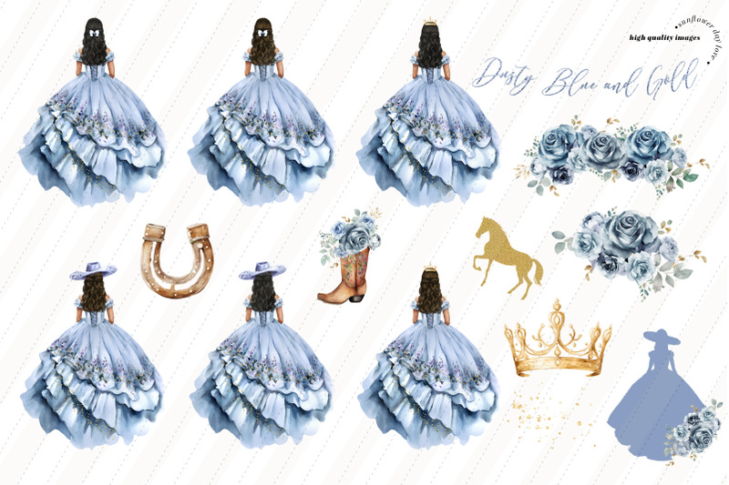 dusty-blue-princess-gold-crown-charro-boots-clipart