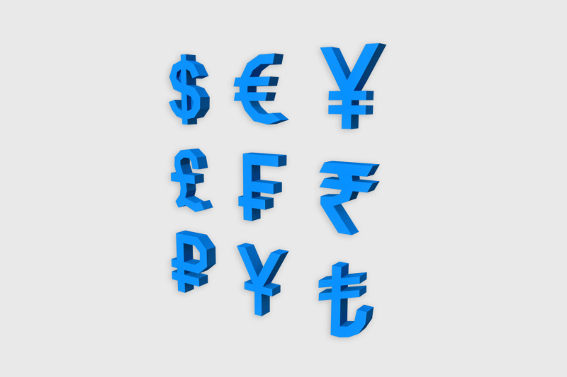 currency-symbols-3d-papercraft