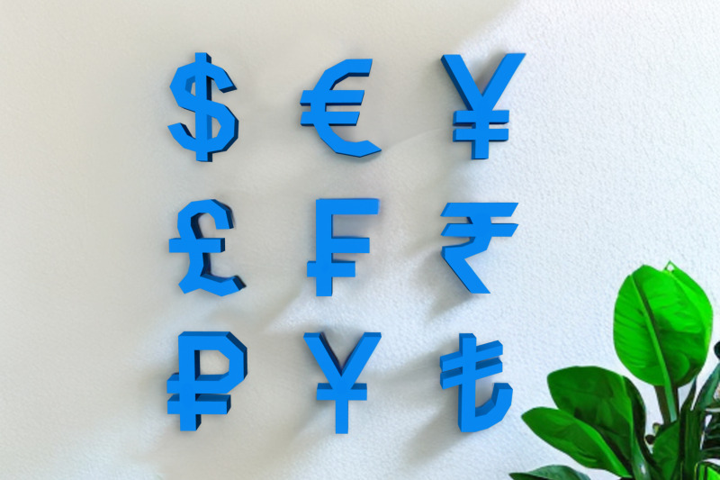 currency-symbols-3d-papercraft