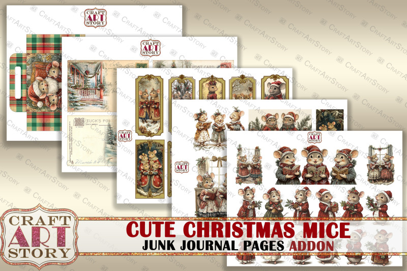 cute-christmas-mice-addon-junk-journal-kit-mouse-collage