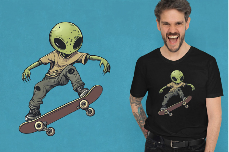 alien-on-skateboarding-tshirt-sticker