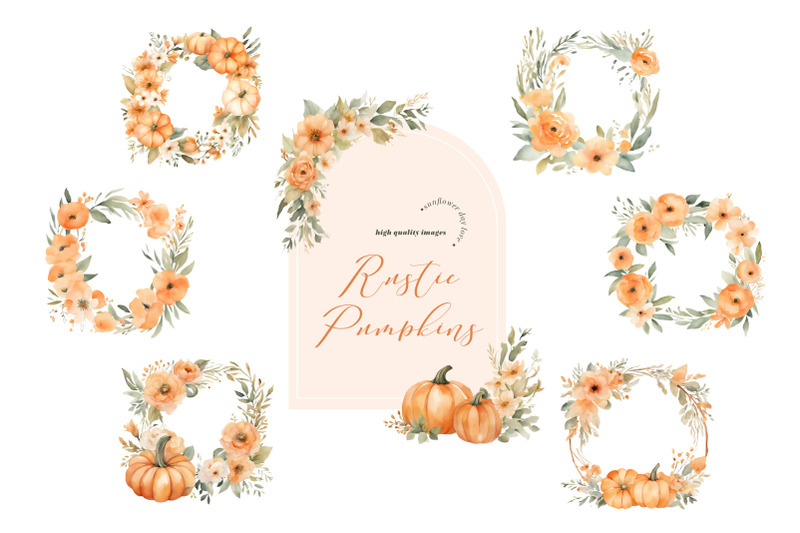 arch-boho-orange-pumpkin-clipart