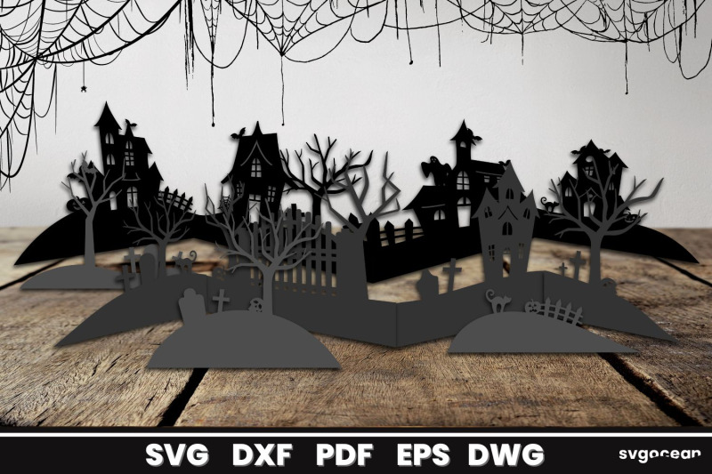 haunted-house-landscape-paper-cut